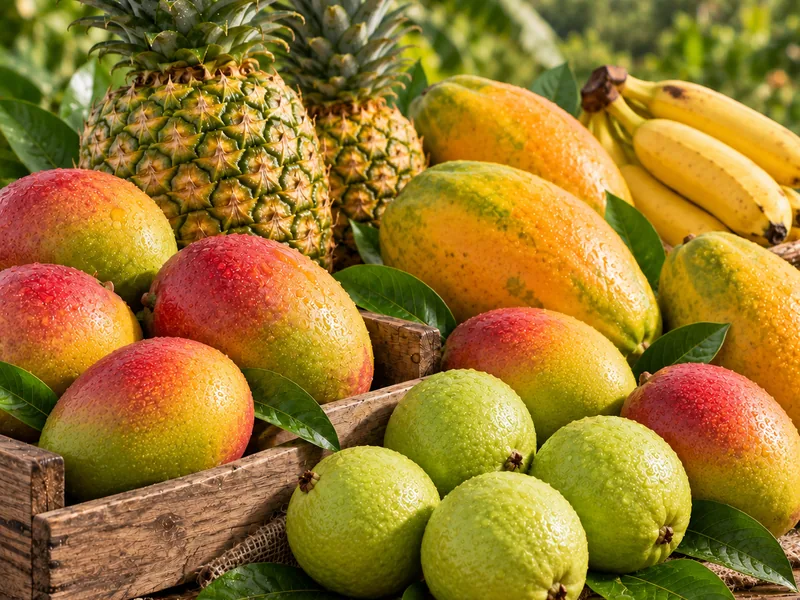Mangos, piña, plátano y papaya listos para su comercialización